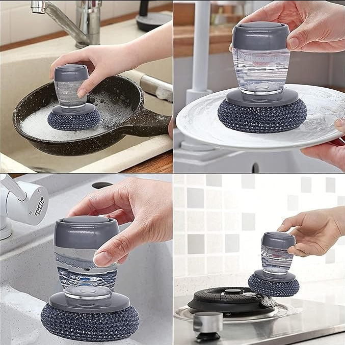 Brosse à récurer pour cuisine avec distributeur de savon