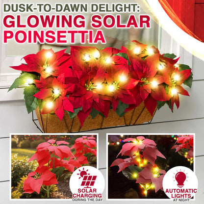 Donnez vie à votre jardin pour Noël ! Lampe solaire artificielle en forme de poinsettia de Noël - (étanche, pour le jardin, décoration de Noël)