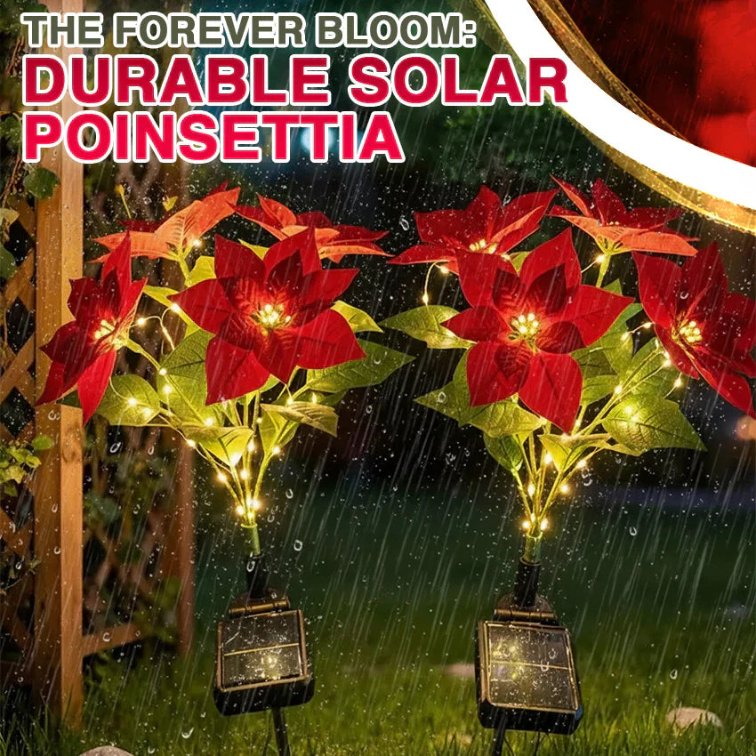 Donnez vie à votre jardin pour Noël ! Lampe solaire artificielle en forme de poinsettia de Noël - (étanche, pour le jardin, décoration de Noël)