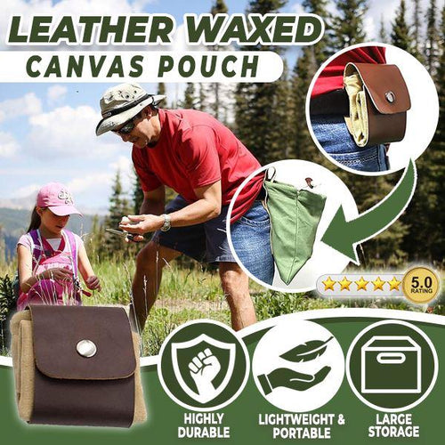 Leather Waxed Canvas Pouch outdoorpinata Black 